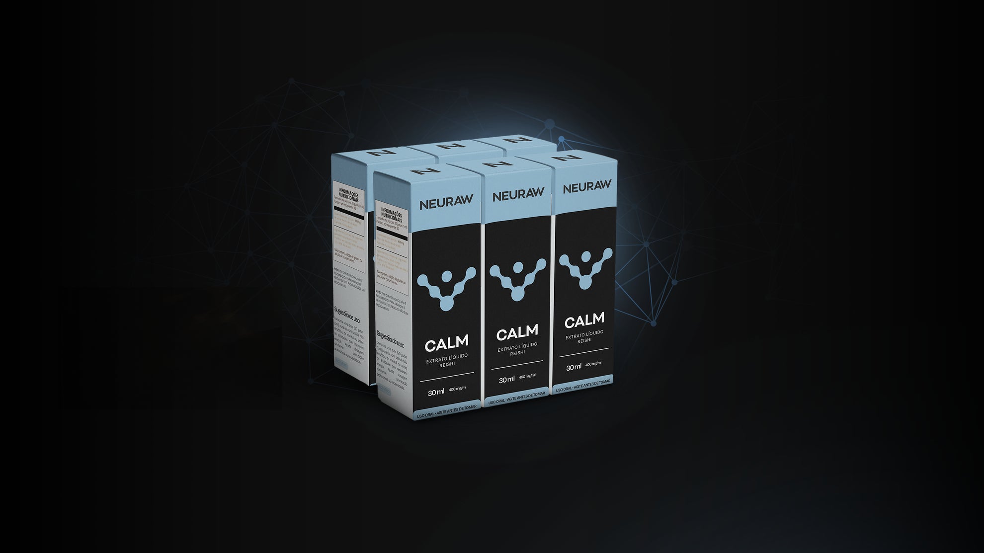 Kit com 6 Frascos – Neuraw Calm – Extrato Líquido Reishi 30 ml