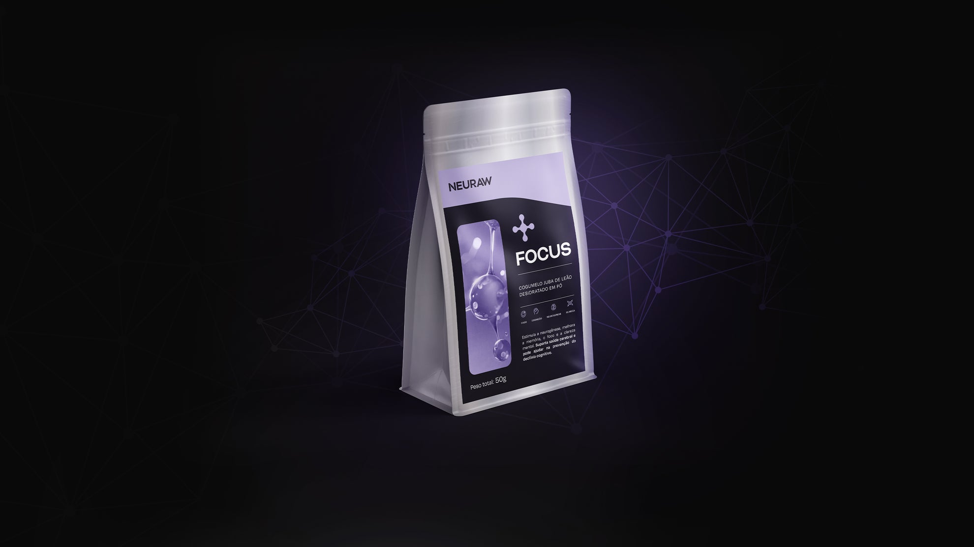 Neuraw Focus – Cogumelo Juba de Leão em pó - 50g